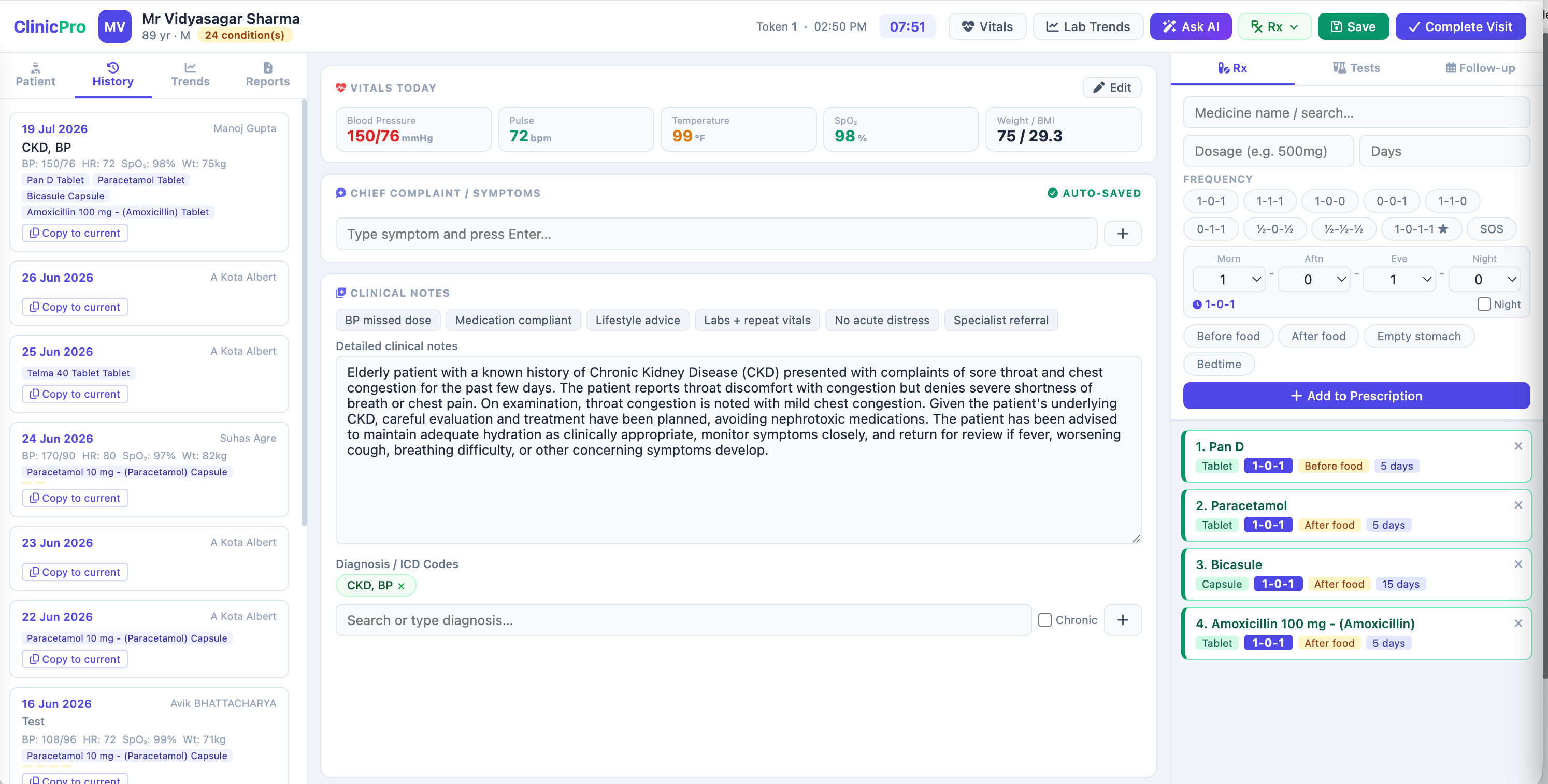 ClinicPro consultation page